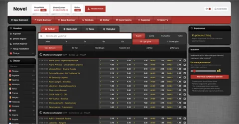 Novelbet anasayfa ve spor bahisleri bülten ekranı