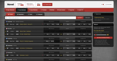 Novelbet canlı bahisler ekranı