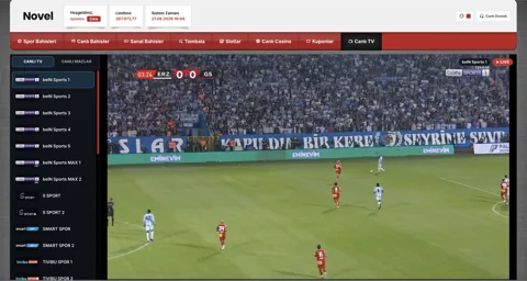 Novelbet canlı TV ekranı